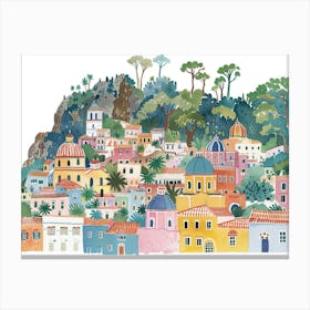 Positano Italy Landscape Watercolour Canvas Print