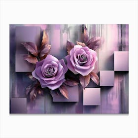 Purple Roses On Cubes Canvas Print