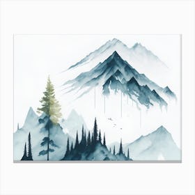 Mountain And Forest In Minimalist Watercolor Horizontal Composition 89 Canvas Print