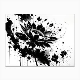 Black And White Flower Painting Canvas Print