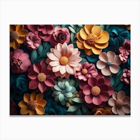 Colorful 3d Floral with Flowers Canvas Print