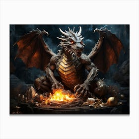 Dragon With Fire 1 Canvas Print