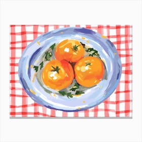 A Plate Of Bell Peppers, Top View Food Illustration, Landscape 1 Canvas Print