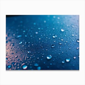 Close Up Image Of Water Droplets On A Blue Surface Canvas Print