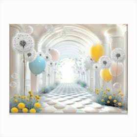 3d Tunnel With Balloons And Dandelions 1 Canvas Print