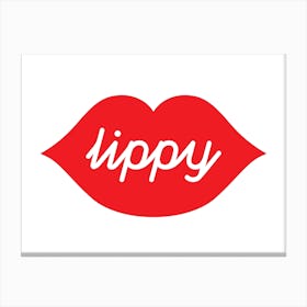 Red And White Lippy Lips Canvas Print