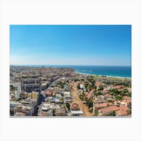 Panorama Aerial View Of South Tel Aviv Neighborhoods And Old Jaffa Canvas Print