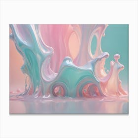 Abstract Image Of A 3d Rendering Of A Pink And Blue Liquid Splash Canvas Print