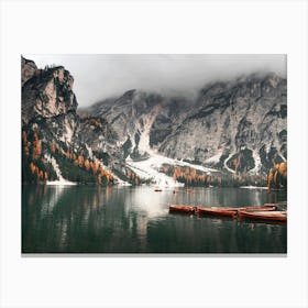 Lago Di Braies Dolomites Italy Canvas Print