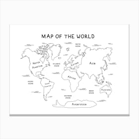 White Map Canvas Print