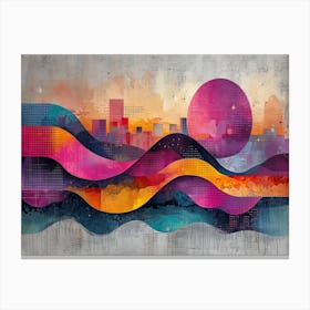 Colorful Chronicles: Abstract Narratives of History and Resilience. Abstract Cityscape Canvas Print