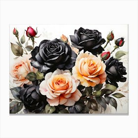 Default A Stunning Watercolor Painting Of Vibrant Black Roses 0 (1) Canvas Print