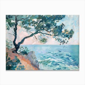 Coastal Calm Painting Inspired By Paul Cezanne Canvas Print