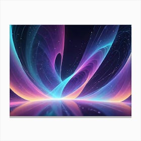 Abstract Background Of Colorful, Glowing Lines Forming A Curved Shape On A Dark Background, Suggesting Movement And Energy Canvas Print