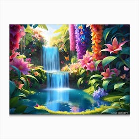 Waterfall In The Jungle 10 Canvas Print