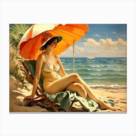 Girl At The Beach Canvas Print