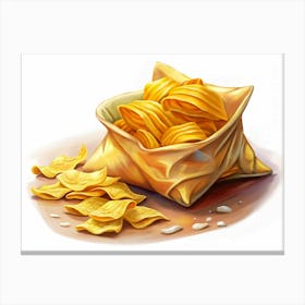 Bag Of Crispy Potato Chips With Crumbs Canvas Print