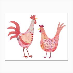 Hen and Rooster Canvas Print