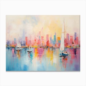 Sailboats In The Harbor Canvas Print