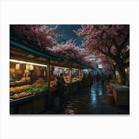 Cherry Blossom Market 2 Canvas Print