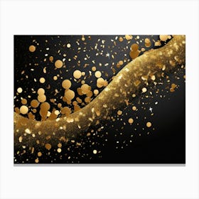 Gold Confetti On Black Background 3 Canvas Print