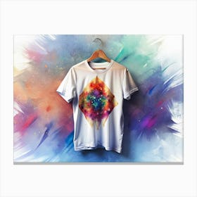 White T Shirt With A Cosmic Nebula Design Canvas Print