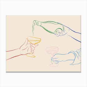 Champagne Pour - Multicolored Canvas Print