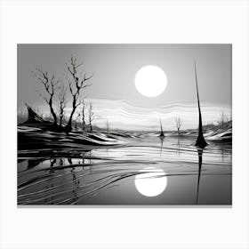 Tranquility Abstract Black And White 11 Canvas Print