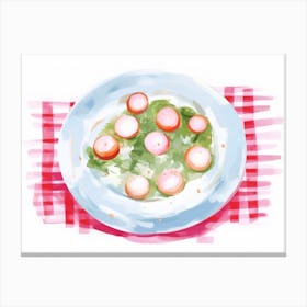 A Plate Of Radishes, Top View Food Illustration, Landscape 3 Canvas Print