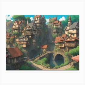 Village In The Forest Canvas Print