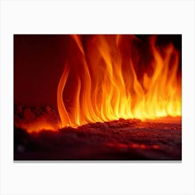 Flames In The Fireplace Canvas Print