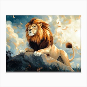 Fantasy Illustration Of A Wild Animal Lion 1 Canvas Print