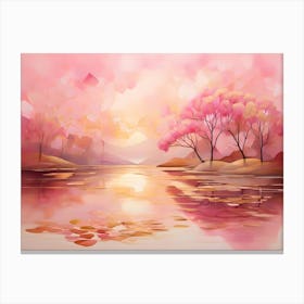 Pink Trees By The Lake Canvas Print