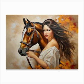 Woman With A Horse 1 Canvas Print