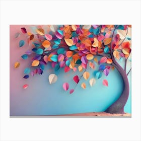 Tree With Leaves On Hanging Branches Illustration Canvas Print