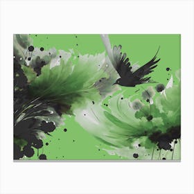 Ink Bird Flying Green  Canvas Print