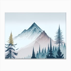 Mountain And Forest In Minimalist Watercolor Horizontal Composition 335 Canvas Print