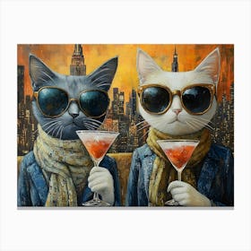 Cats At The Rooftop Bar 1 Canvas Print