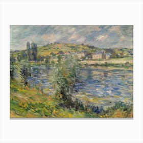 Rural Lakefront Retreat Painting Inspired By Paul Cezanne Canvas Print