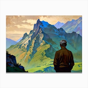 Man Looking At The Mountains 2 Canvas Print