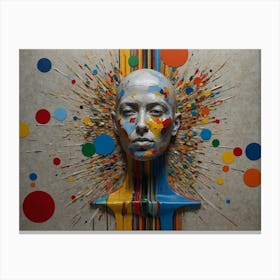 Paint Splash Face Statue Abstract Canvas Print