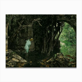 Verwünschen "Curse" by Alexander Rothaug (Austrian, 1870-1946) Oil Painting in HD Remastered | Ghostly Fairy Nymph Spirit by the Stream Canvas Print