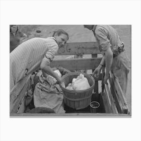Removing Victuals And Groceries From The Improvised Truck At Campfire Near Henrietta I E Henryetta, Oklahoma Canvas Print