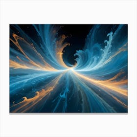 Abstract Blue And Orange Streaks Of Light Converge And Expand In A Dynamic, Cosmic Display Canvas Print