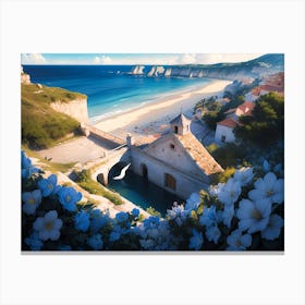 Mediterranean Coast Scene Painting Canvas Print