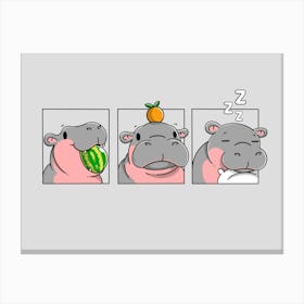 Eat, Play, Repeat Hippo Canvas Print