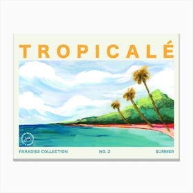 Hawaiian Palm Tree Beach Landscape Typography Canvas Print