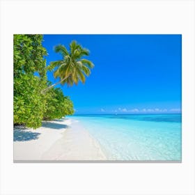 Relax Ocean Plant Idylli Holiday Coastline Beautiful Calm Shore Blue Paradise Sunlight N (17) Canvas Print