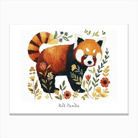 Little Floral Red Panda 1 Poster Canvas Print
