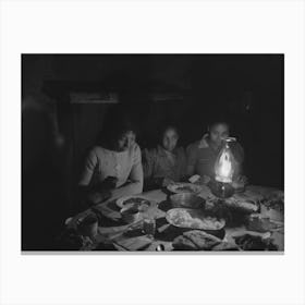 Part Of Pomp Hall S Family Eating Supper By Lamplight, Creek County, Oklahoma, See General Caption Number 23 By Canvas Print